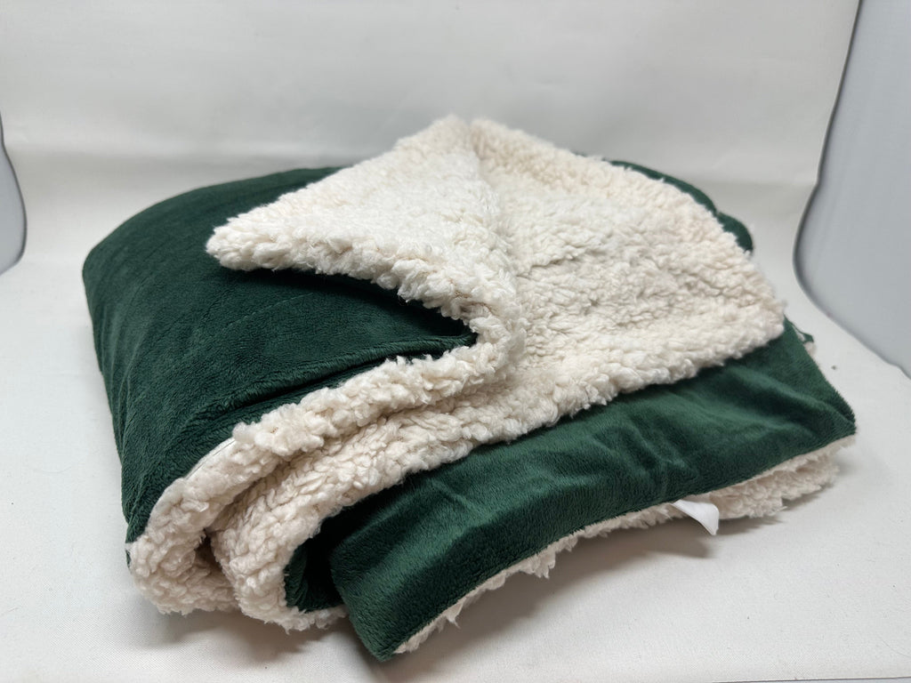 vendor-unknown College Bound Forest Green Sherpa Blankets