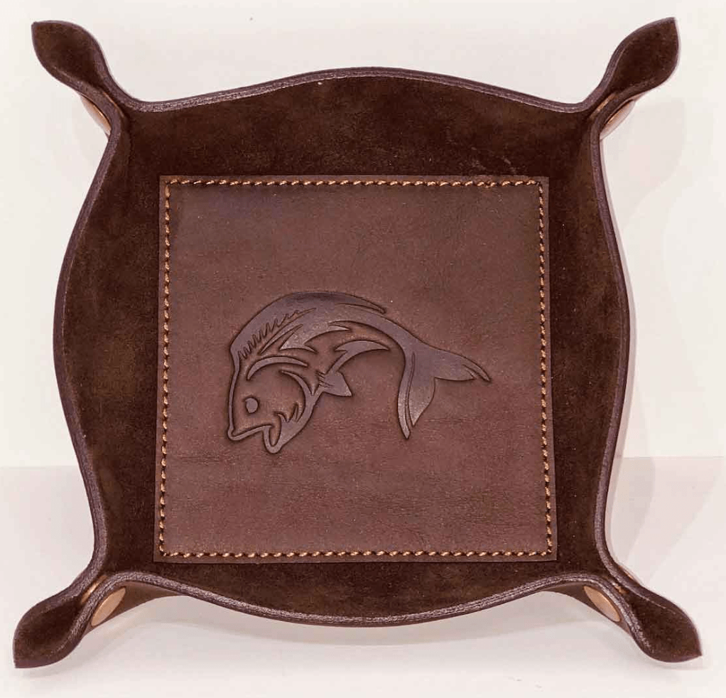 vendor-unknown For the Guys Fish Embossed Embossed Leather Valet Tray