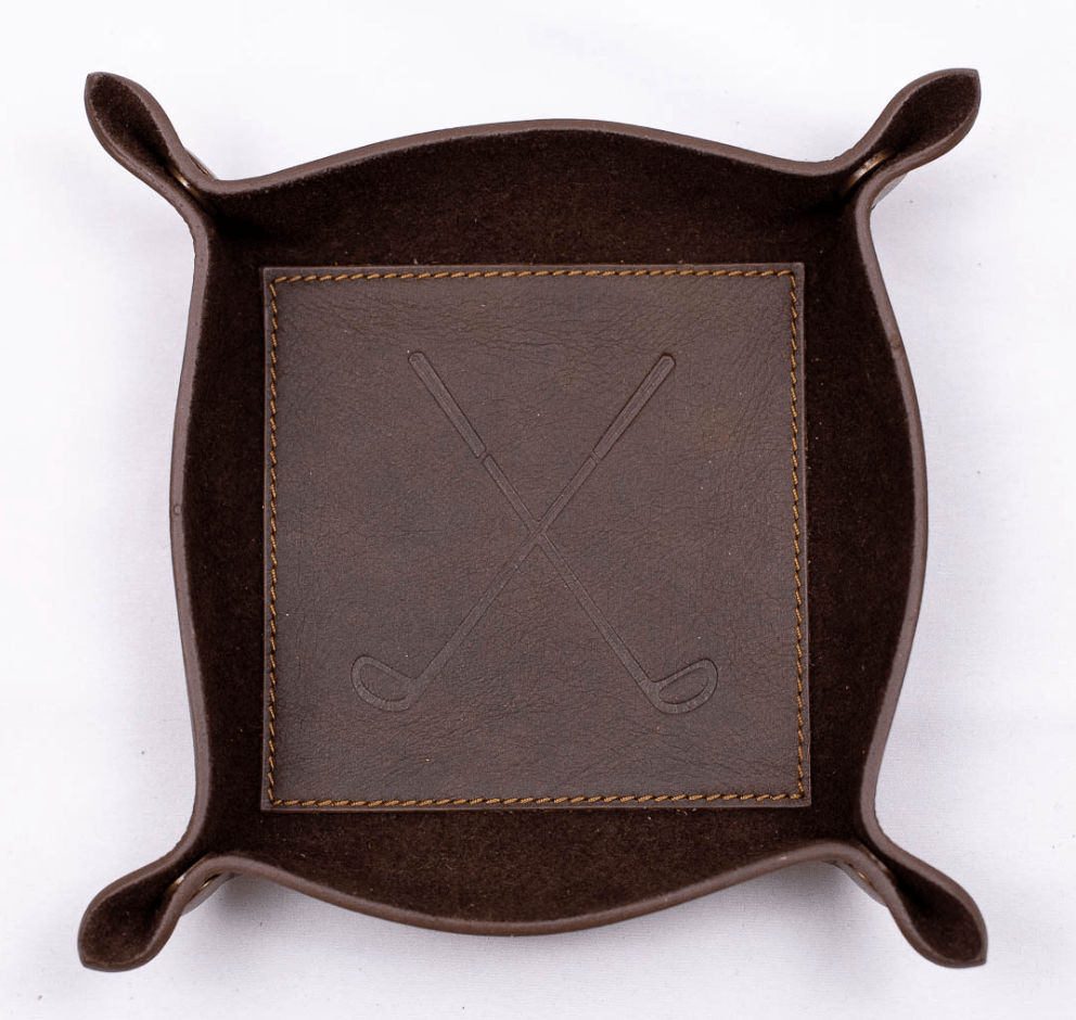 vendor-unknown For the Guys Golf Embossed Embossed Leather Valet Tray