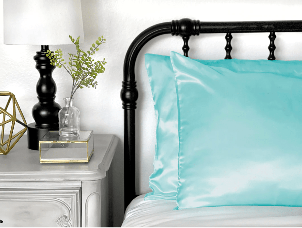 vendor-unknown Home Essentials Blue Satin Pillow Cover