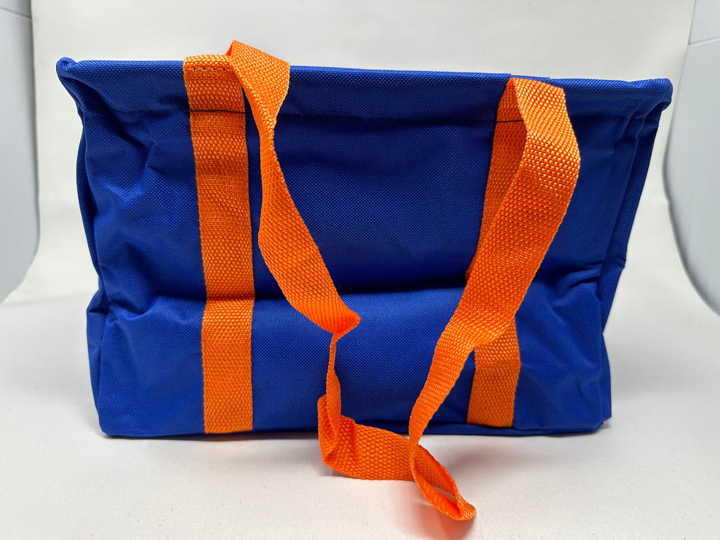 vendor-unknown Home Essentials Blue with Orange Handles Square Crunch Bag