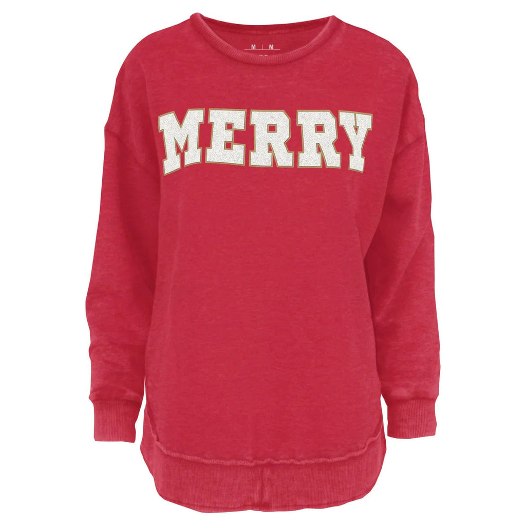 vendor-unknown JUST IN! Red / Small Chenille Merry Sweater