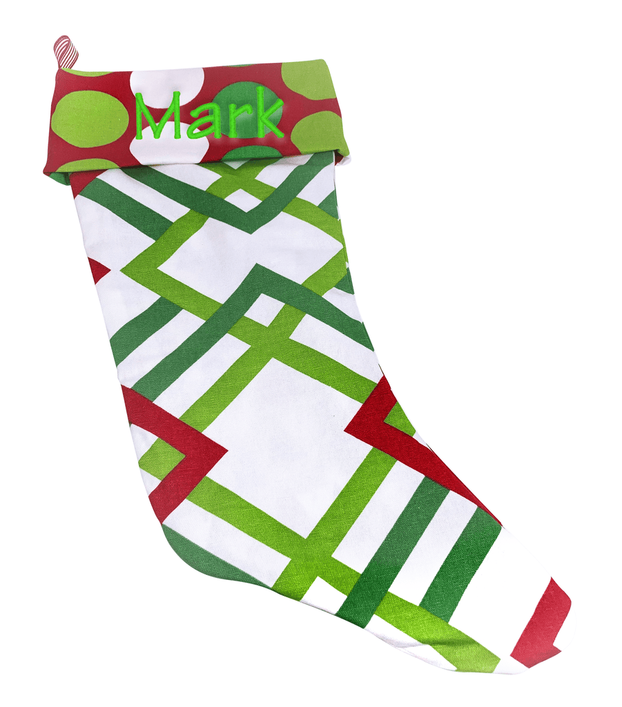 Monograms For Me Embroidered Christmas Stocking - Abstract with Multi Dandy Dot