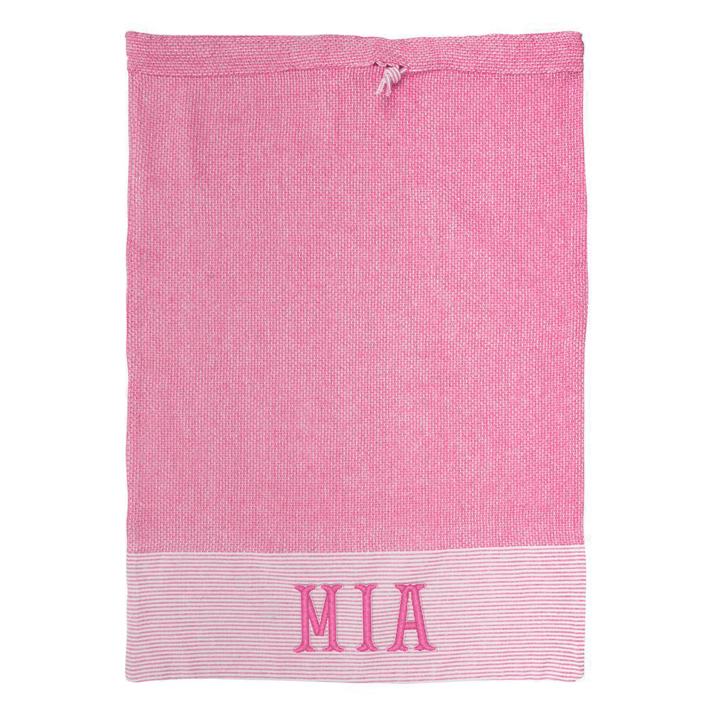 Monograms For Me Pink Striped Laundry Bag