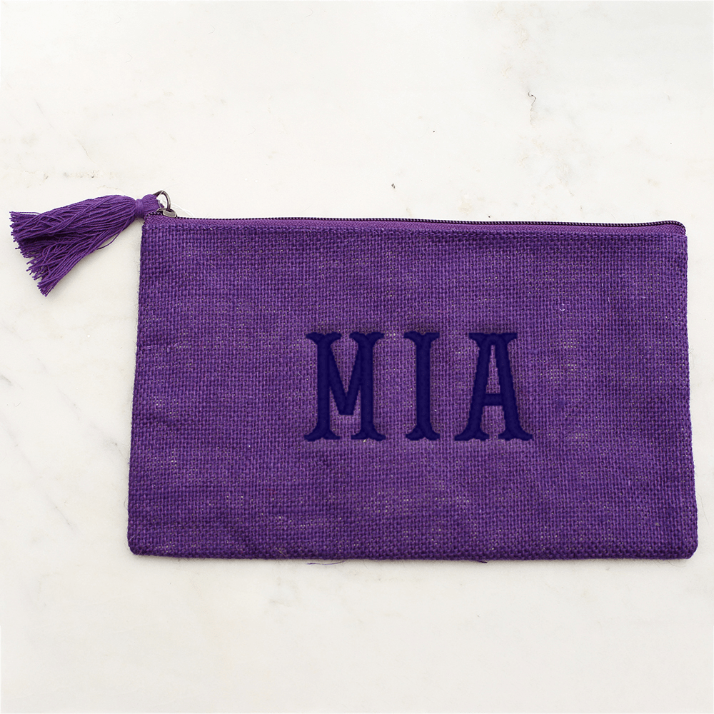 Monograms For Me Purple Jute Cosmetic Bag