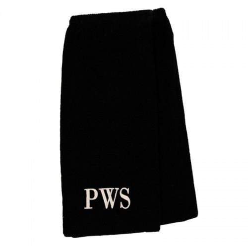 vendor-unknown College Bound Black Monogrammed Terry Spa Wrap - Available in 12 colors