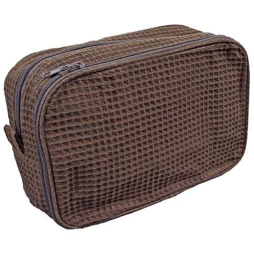 vendor-unknown College Bound Brown Monogrammed Waffle Weave Cosmetic Bag - Available in 16 colors