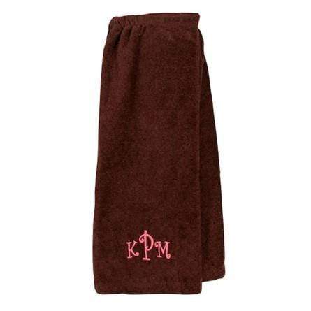 vendor-unknown College Bound Chocolate Monogrammed Terry Spa Wrap - Available in 12 colors
