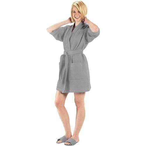 vendor-unknown College Bound Gray Monogrammed Waffle Weave Kimono Robe - Available in 12 colors