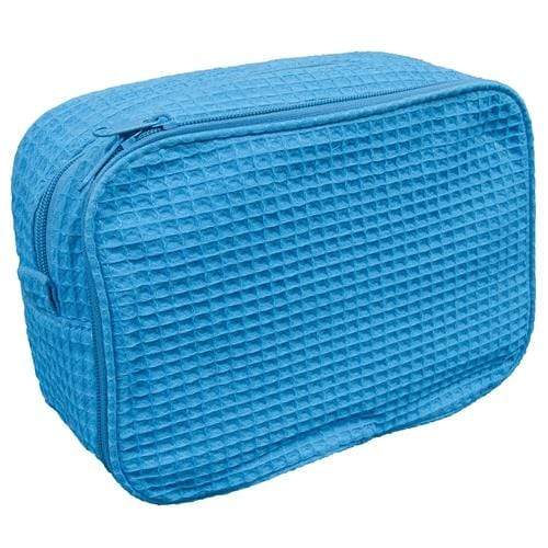 vendor-unknown College Bound Turquoise Monogrammed Waffle Weave Cosmetic Bag - Available in 16 colors