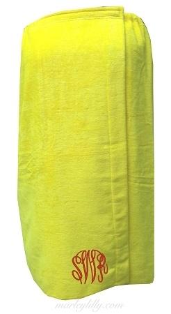 vendor-unknown College Bound Yellow Monogrammed Terry Spa Wrap - Available in 12 colors