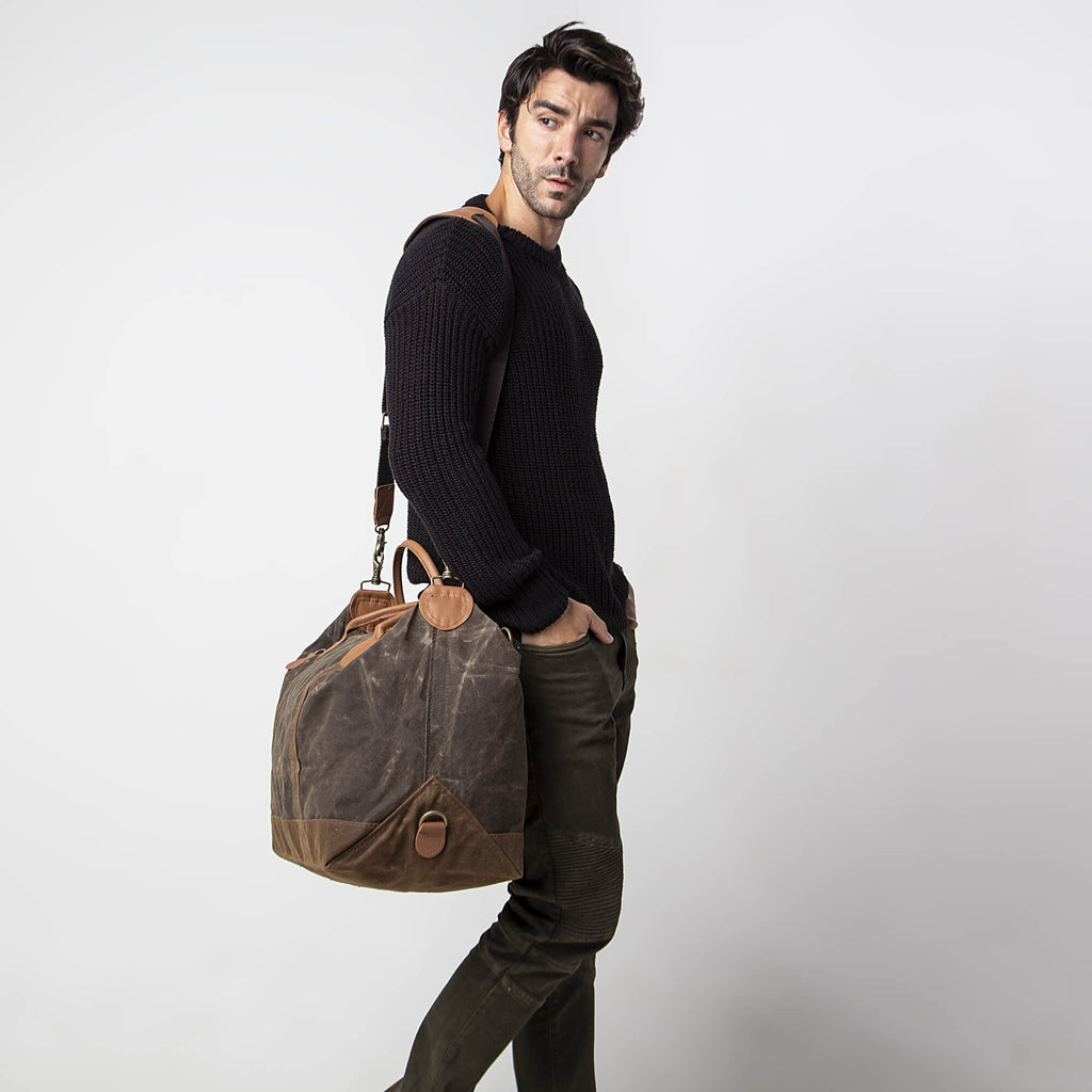 vendor-unknown For the Guys Monogrammed Waxed Canvas Weekender
