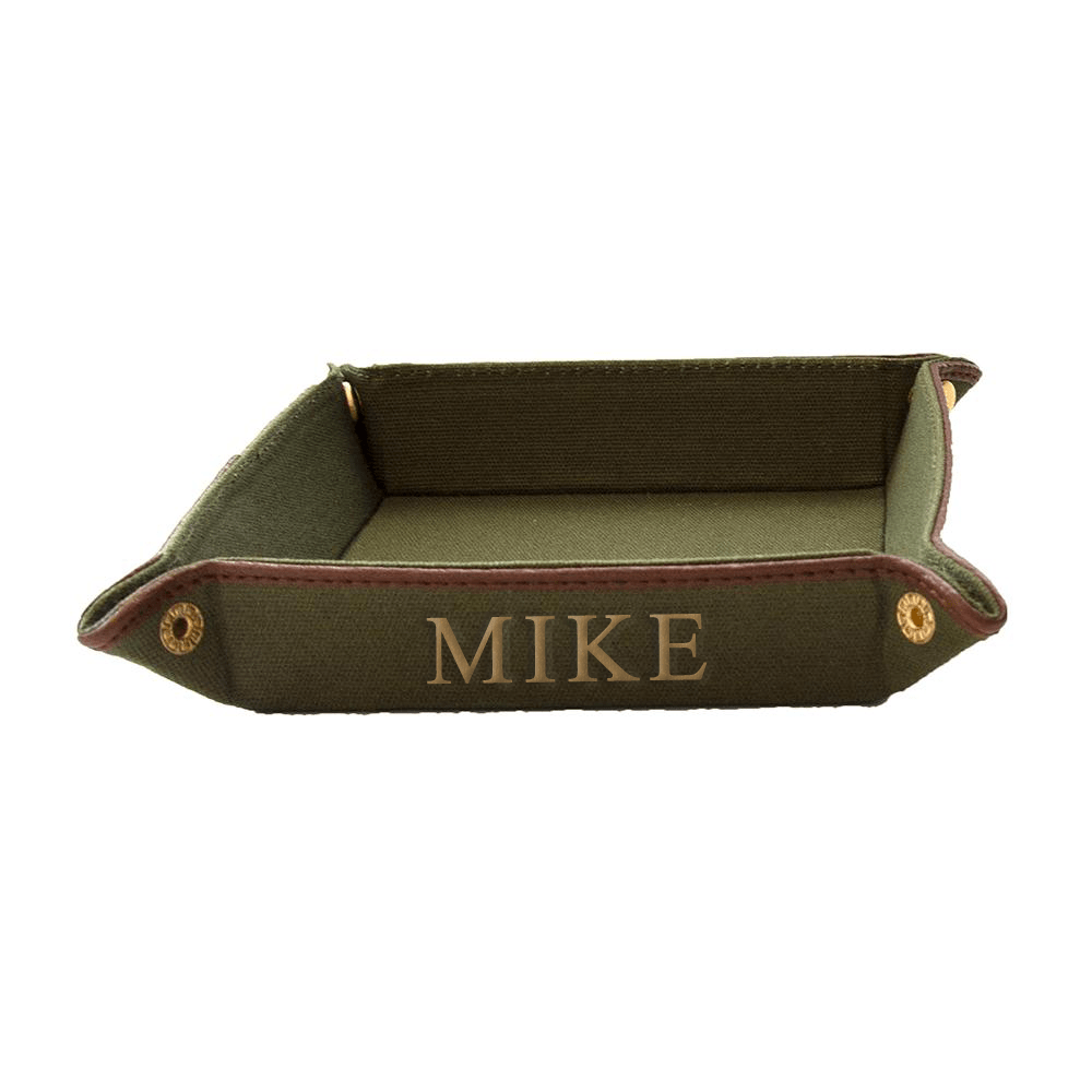 vendor-unknown For the Guys Olive Monogrammed Fabric Valet Tray