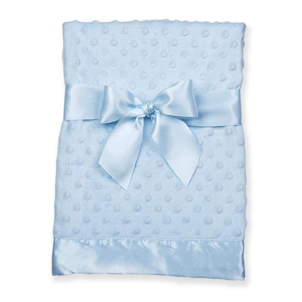 vendor-unknown For the Little Ones Blue Monogrammed Silky Minky Dot Baby Blanket