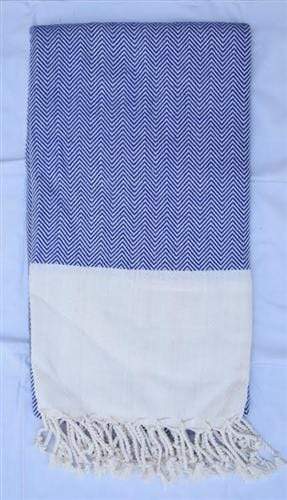vendor-unknown Fun4Summer Monogrammed Turkish Towel - Dark Blue Herringbone