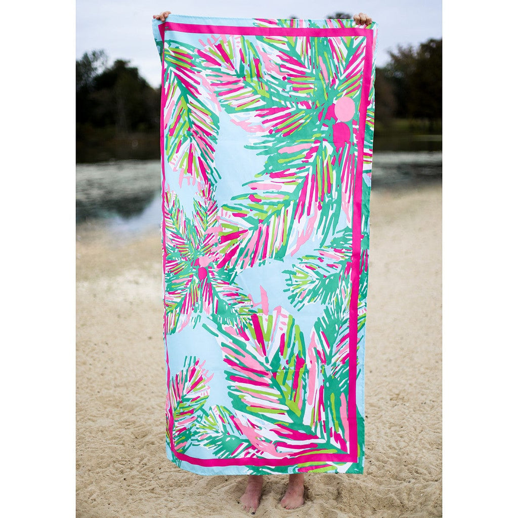vendor-unknown Fun4Summer Panama Beach - Pink Monogrammed Microfiber Towel