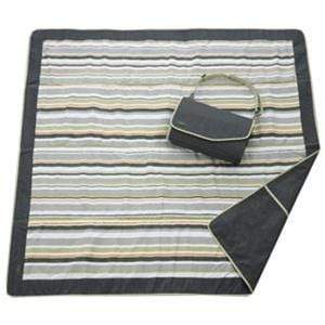 vendor-unknown Off to the Beach Gray/Green Monogrammed Travel Picnic Blanket
