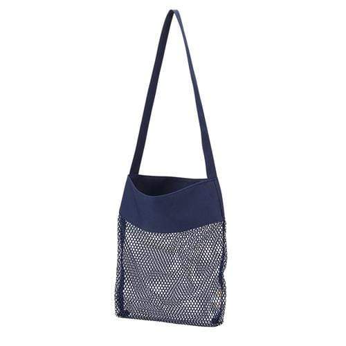 vendor-unknown Off to the Beach Navy Monogrammed Mesh Beach Tote