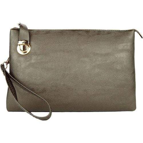 vendor-unknown Purses Pewter Monogrammed Large Clutch