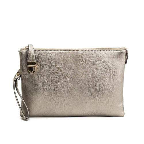 vendor-unknown Purses Silver Monogrammed Large Clutch