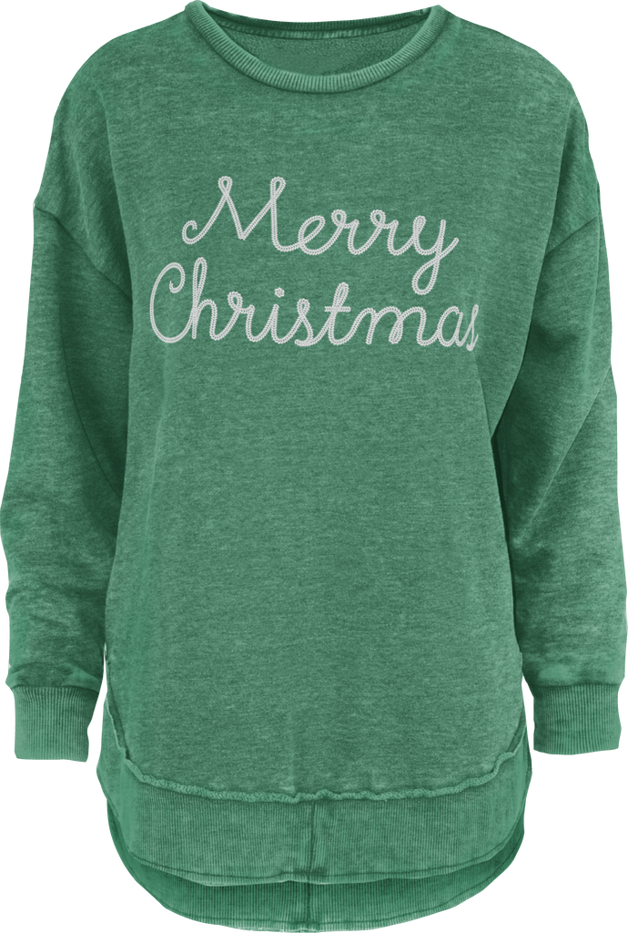 Chain Stitch Merry Christmas Fleece