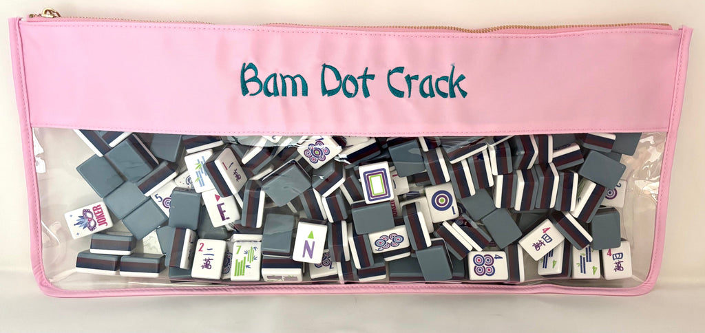Monograms For Me Bam Crack Dot Style Light Pink Mahjong Tile Bags