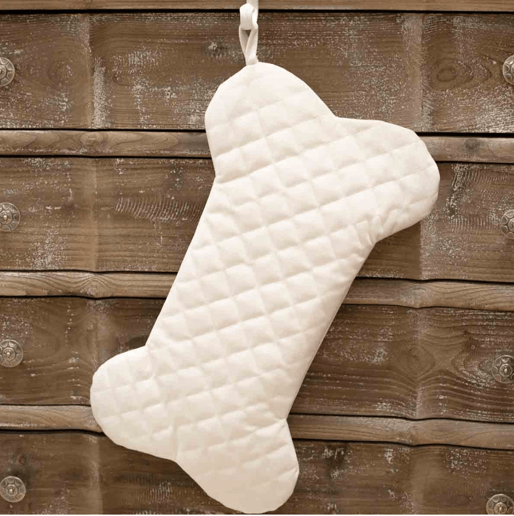 Monograms For Me Cream Quilted Dog Bone Stocking