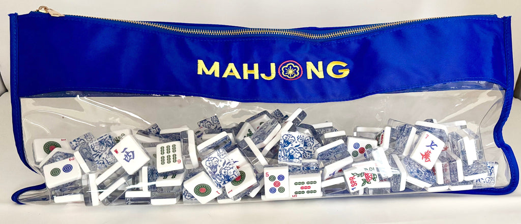 Monograms For Me Flower Style Blue Mahjong Tile Bags