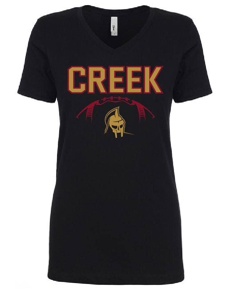 Monograms For Me Ladies Cut V-Neck Tee / Black / Small Johns Creek - CREEK FOOTBALL Mens & Ladies Tees