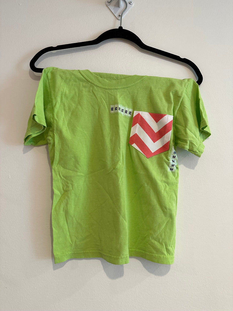 Monograms For Me Lime Green / Small / Peach Chevron Kids Short Sleeve Frocket Tee