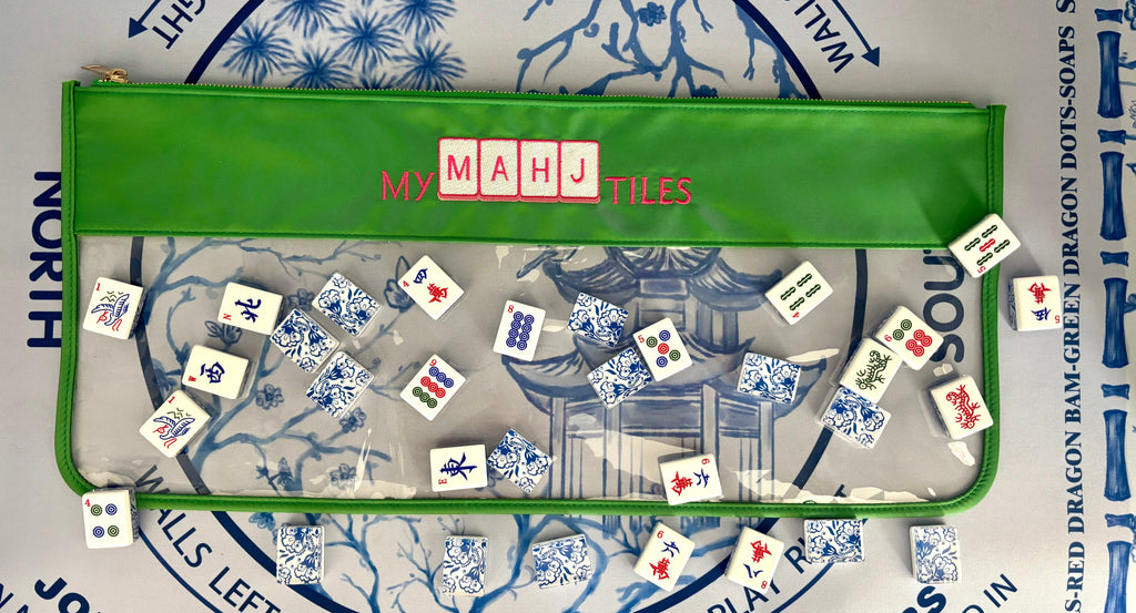 Monograms For Me My Mahj Tiles Style Green Mahjong Tile Bags