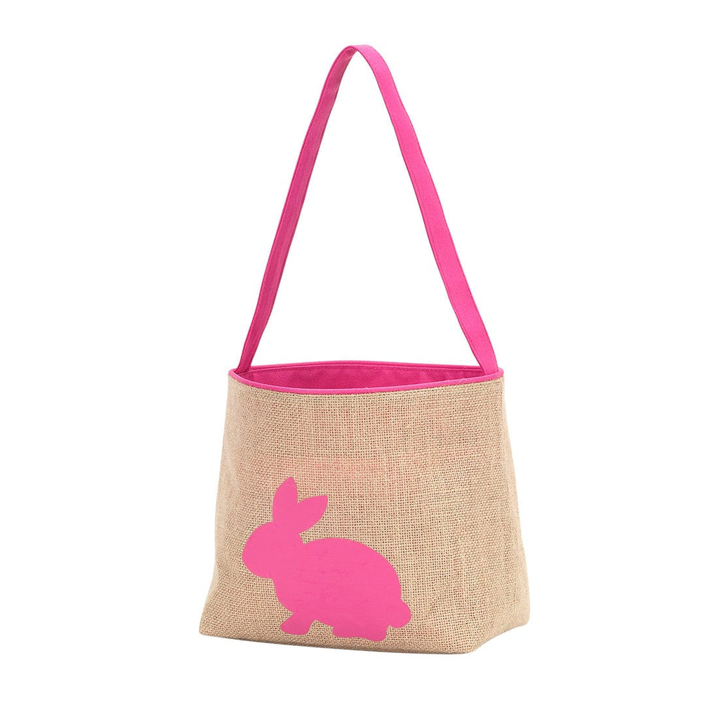 Monograms For Me Pink Burlap Bunny Motif Easter Basket