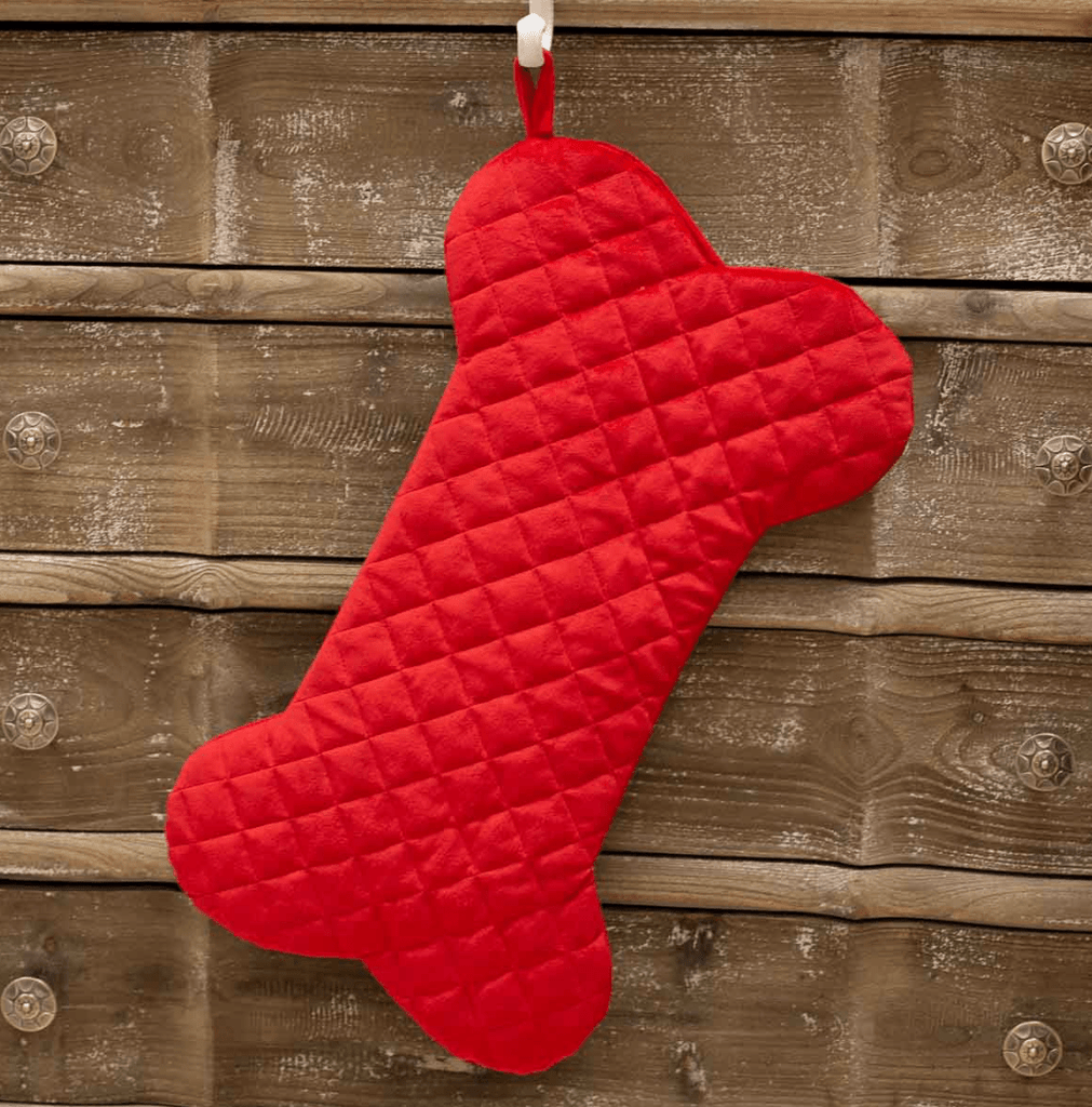 Monograms For Me Red Quilted Dog Bone Stocking