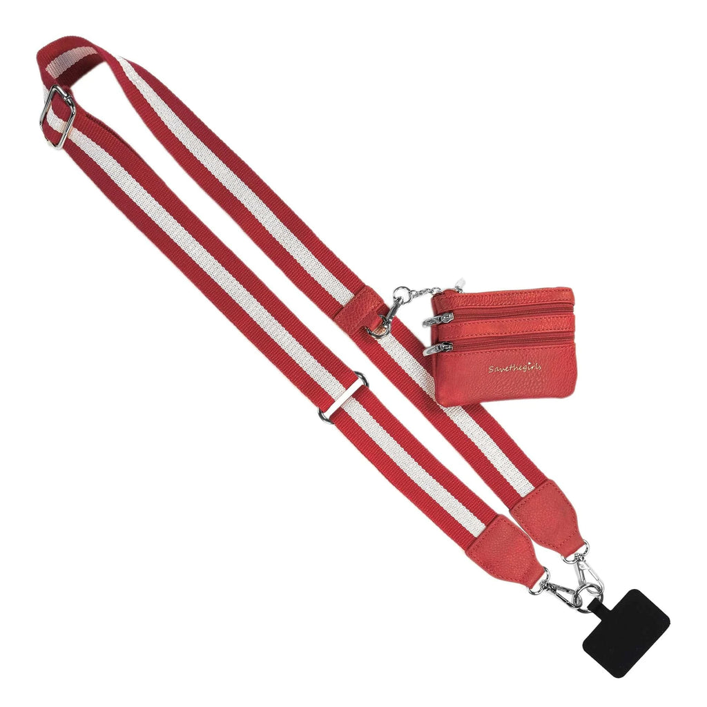 Monograms For Me Red Stripe Clip and Go Cellphone Crossbody