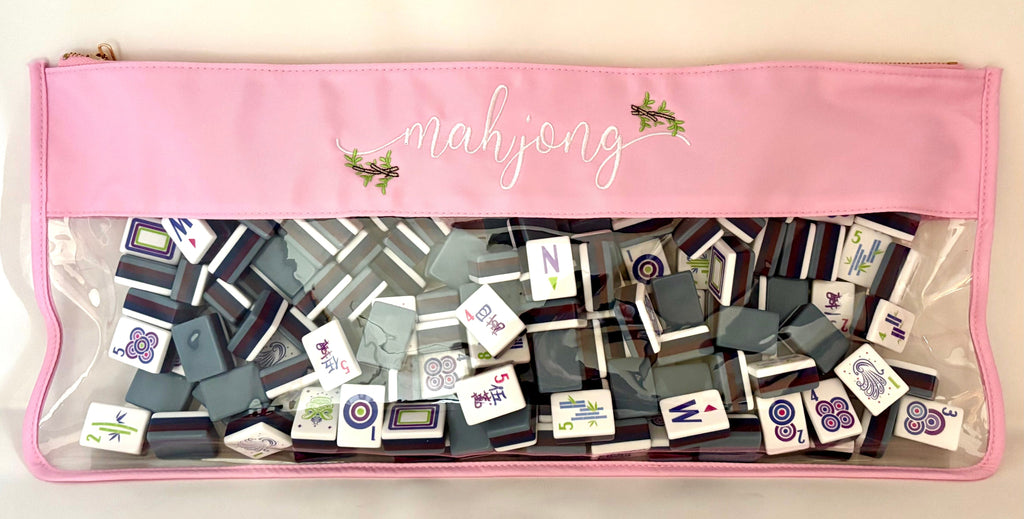Monograms For Me Script Style Light Pink Mahjong Tile Bags