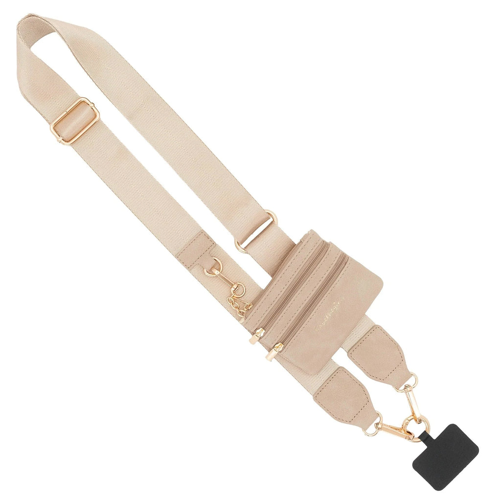 Monograms For Me Taupe Clip and Go Cellphone Crossbody