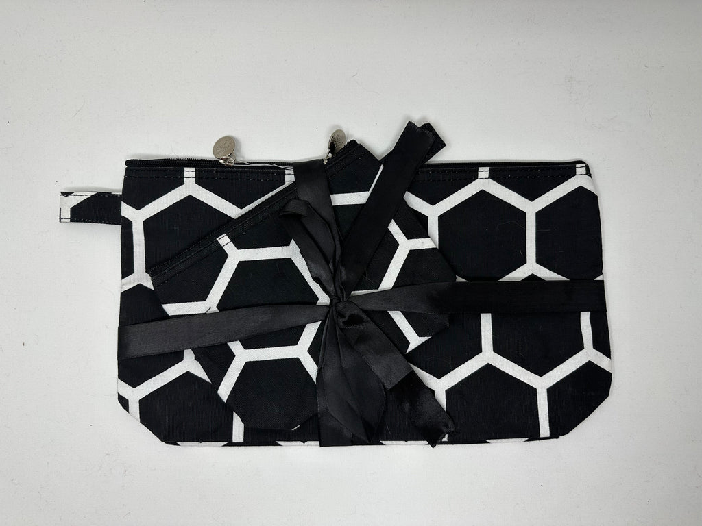vendor-unknown College Bound Black Honeycomb Cosmetic Bag Set