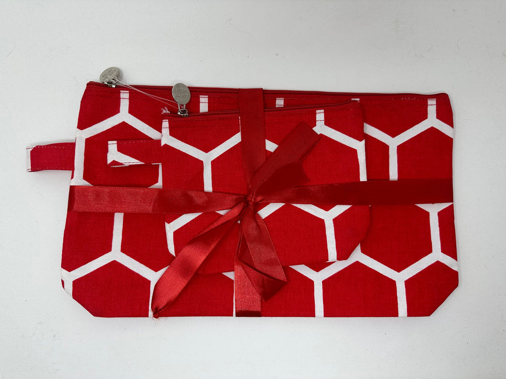 vendor-unknown College Bound Red Honeycomb Cosmetic Bag Set