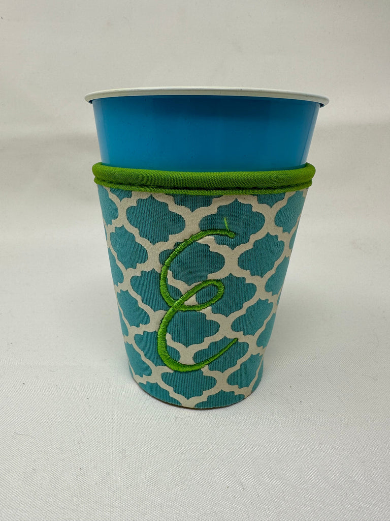 vendor-unknown E - Blue Tile Solo Cup Coozies