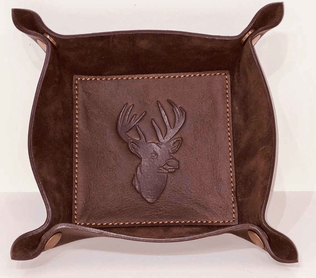 vendor-unknown For the Guys Deer Embossed Embossed Leather Valet Tray