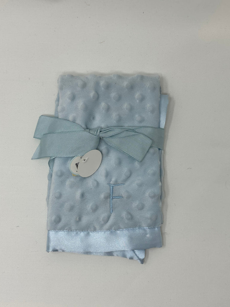 vendor-unknown For the Little Ones Blue / F Single Initial Minky Dot Lovie