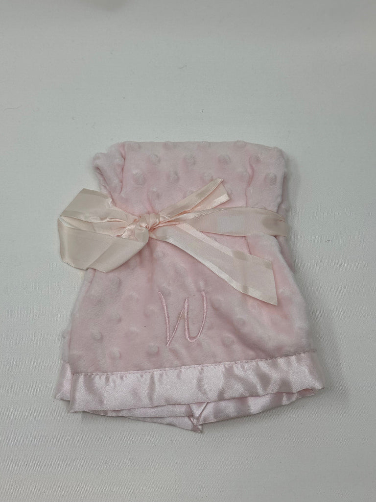 vendor-unknown For the Little Ones Pink / W Single Initial Minky Dot Lovie