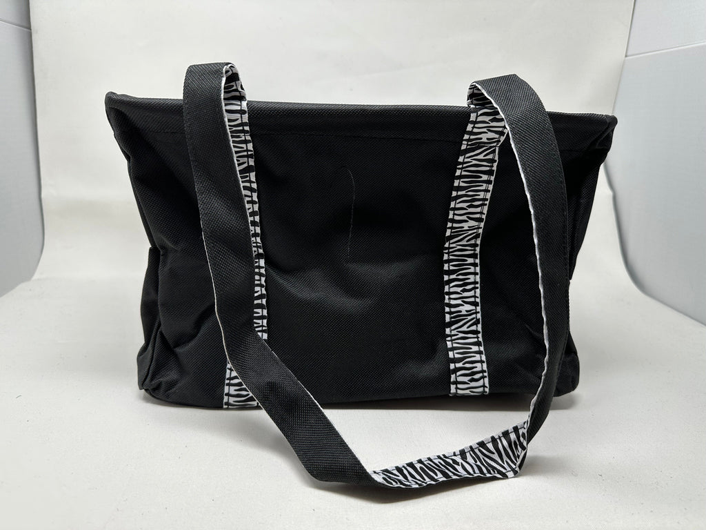 vendor-unknown Home Essentials Black with Zebra Handles Square Crunch Bag