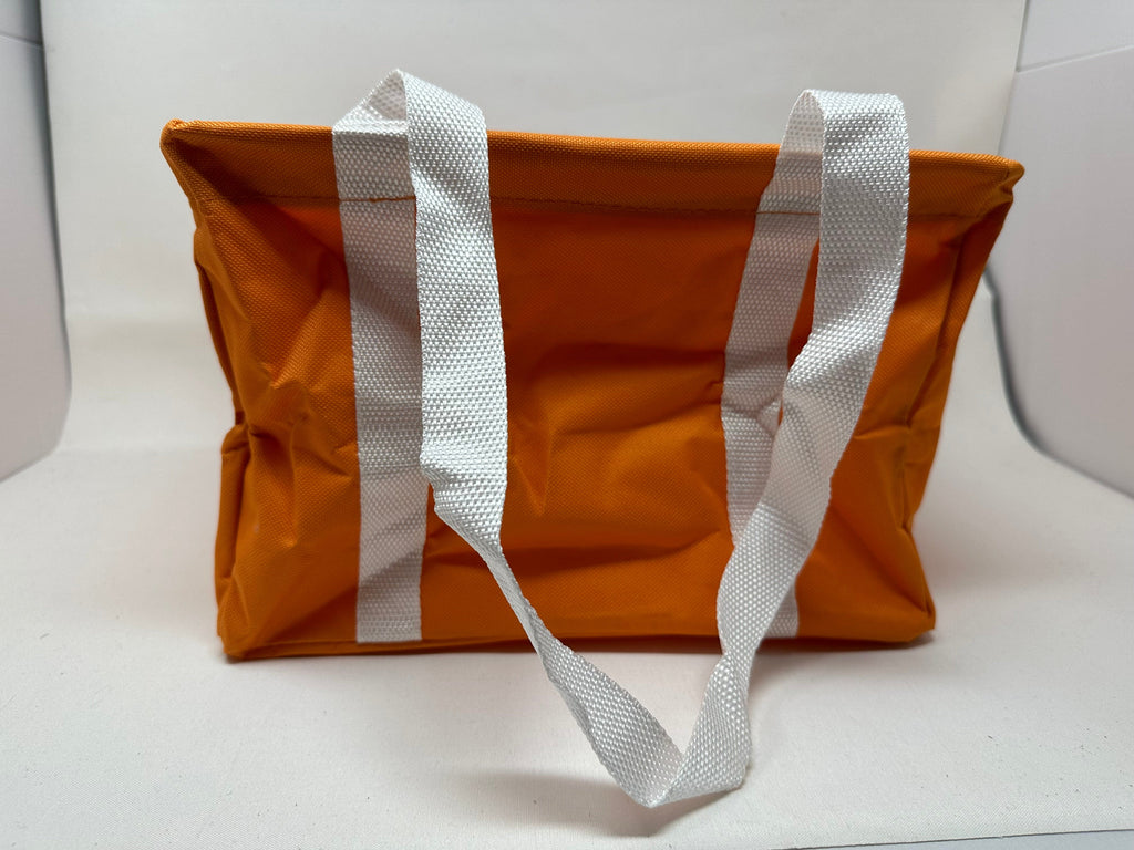 vendor-unknown Home Essentials Orange with White Handles Square Crunch Bag