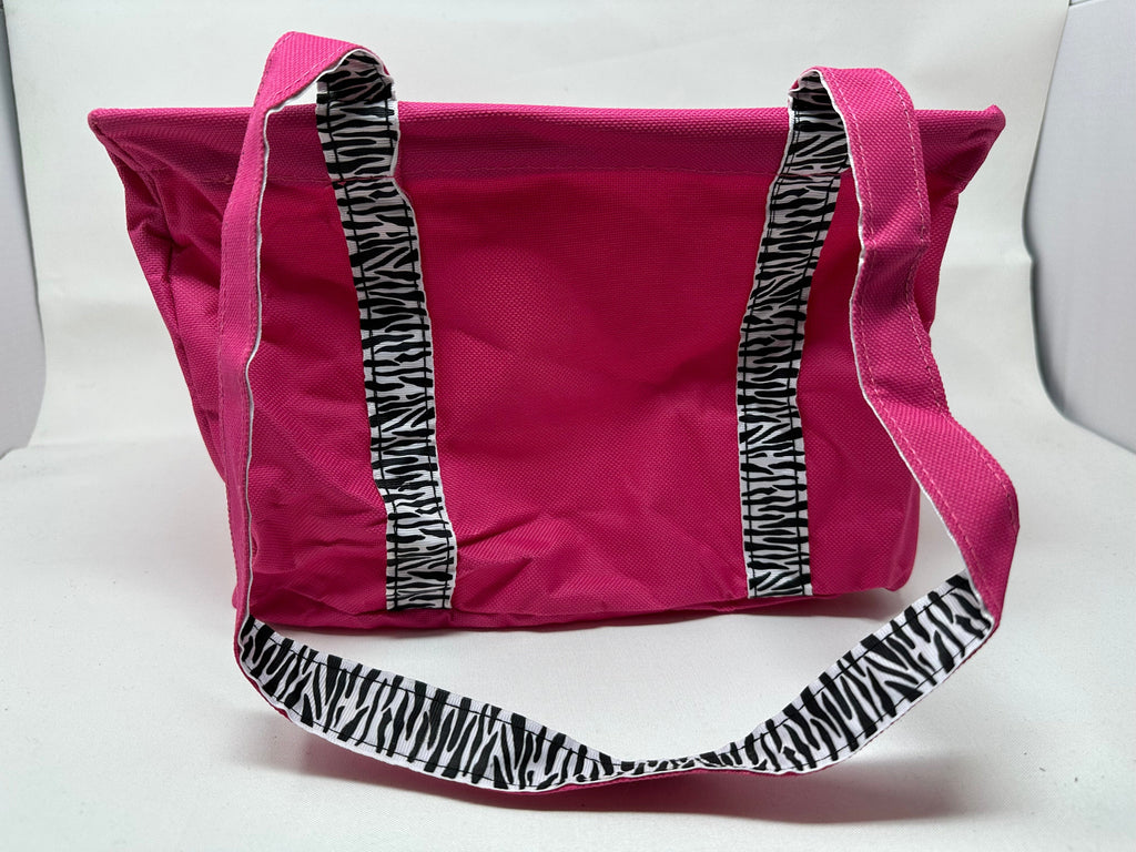 vendor-unknown Home Essentials Pink with Zebra Handles Square Crunch Bag