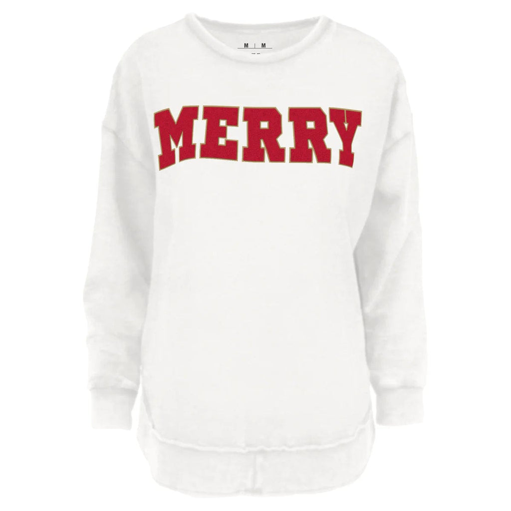 vendor-unknown JUST IN! White / Small Chenille Merry Sweater
