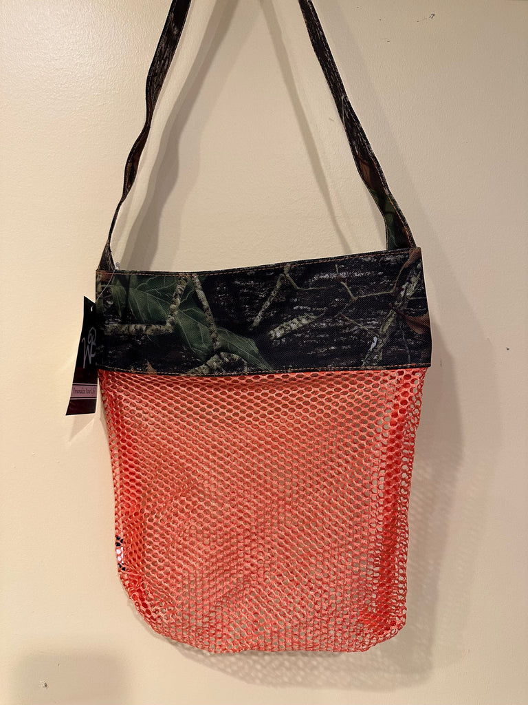 vendor-unknown Off to the Beach Orange Camo Mesh Beach Tote