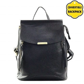 convertible backpack purse black cross body leather Convertible Backpack – Monograms For Me