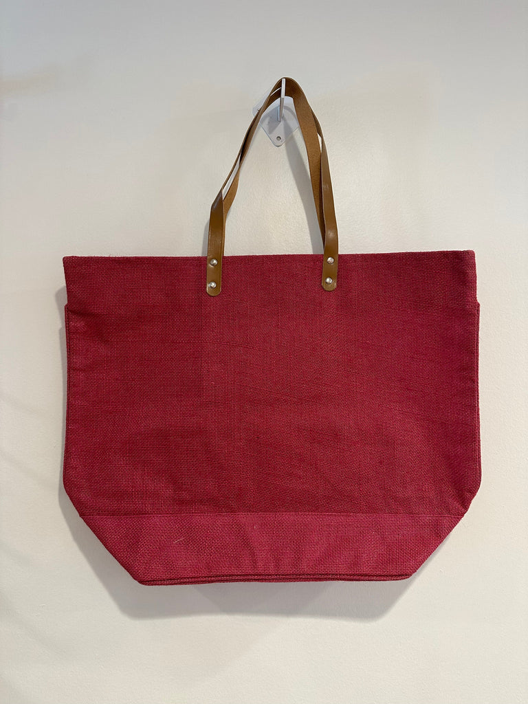 vendor-unknown Purses Magenta Burlap Bucket Tote