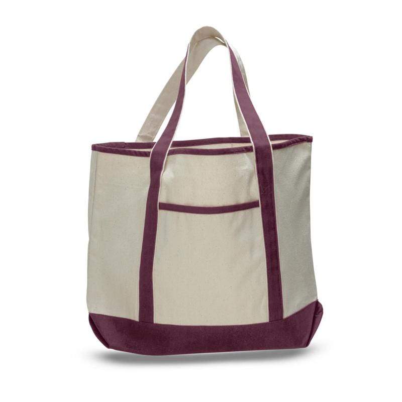 vendor-unknown Purses Maroon Large Lightweight Canvas Open Tote